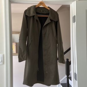 NAU olive green wind and water resisted trench coat